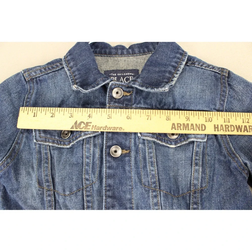 The Childrens Place Kids Denim Jacket Medium Wash Blue Cotton Trucker 5T